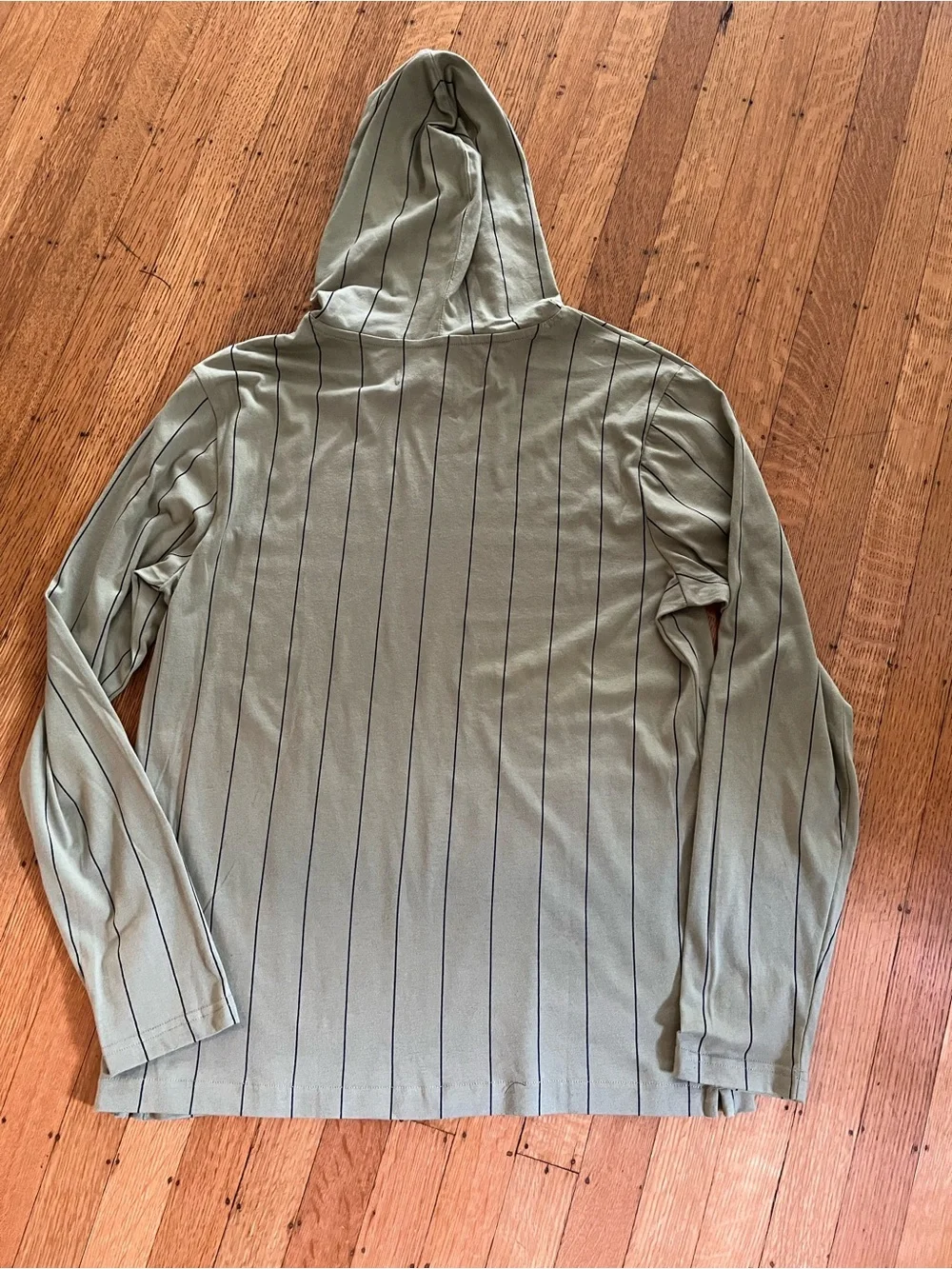 Levi's Olive Green Pinstripe Hooded Pullover with Yellow Drawstrings